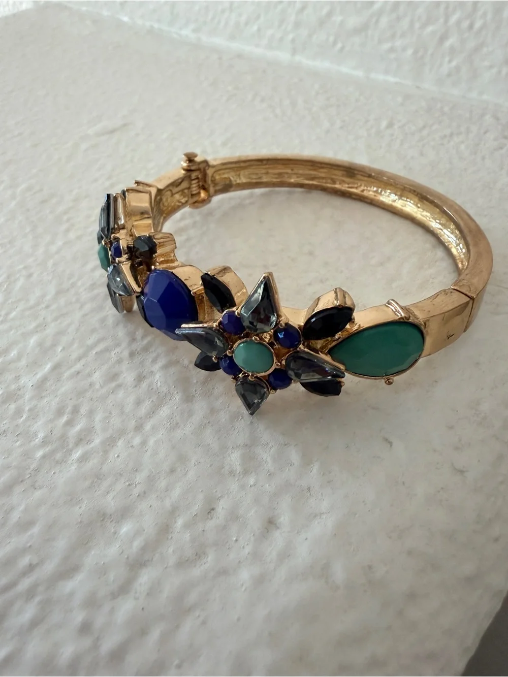 Cara NY Turquoise Cobalt Crystal Gold Cuff Bracelet